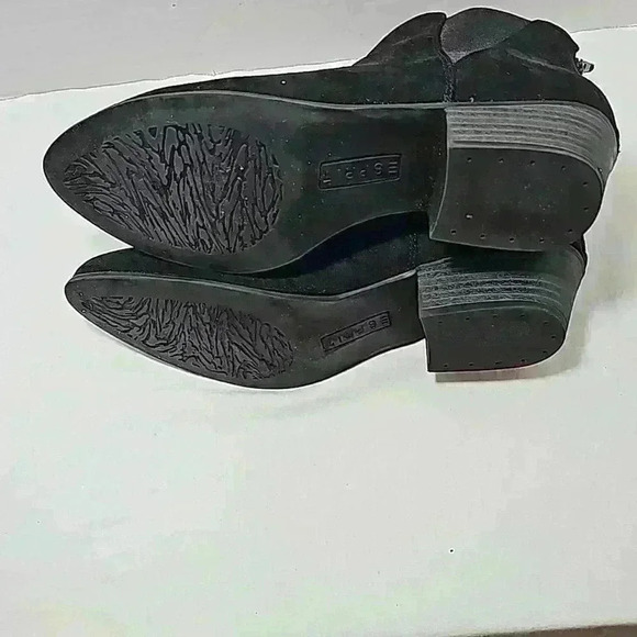 Sprit Womens boots sz 8.5M black suede ankle zipper blocked heels western Paded - Picture 11 of 15